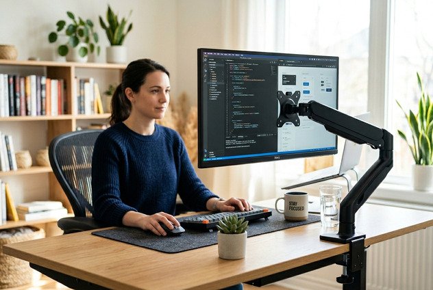 monitor arm for ergonomic workstation