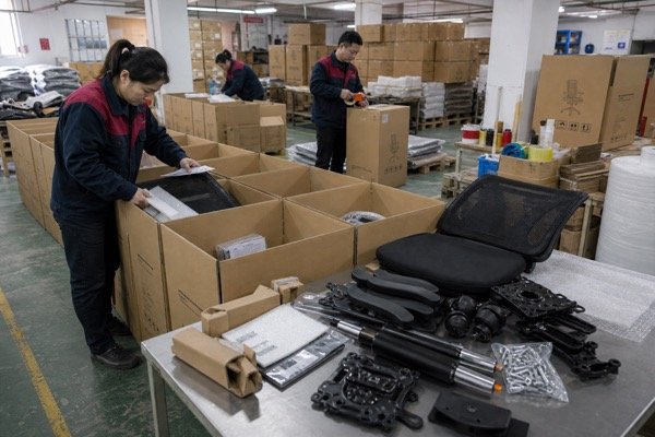 Export packaging for office chairs