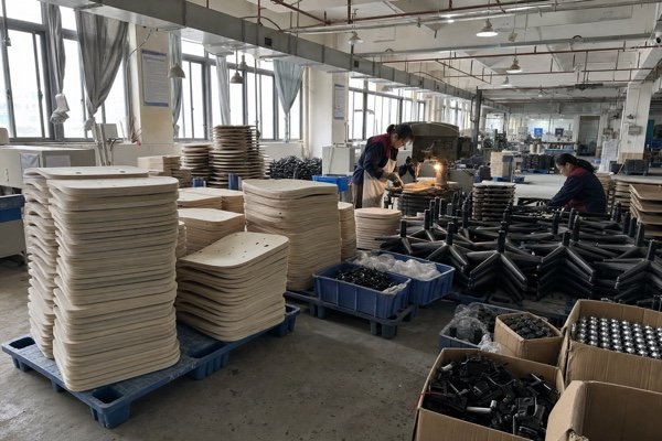 Office chair components prepared for bulk production