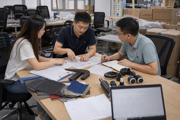 Office chair buyer comparing factory and trading company options