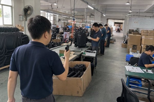 Live remote audit inside an office chair factory