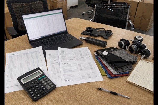 Office chair quotation sheet comparing supplier prices