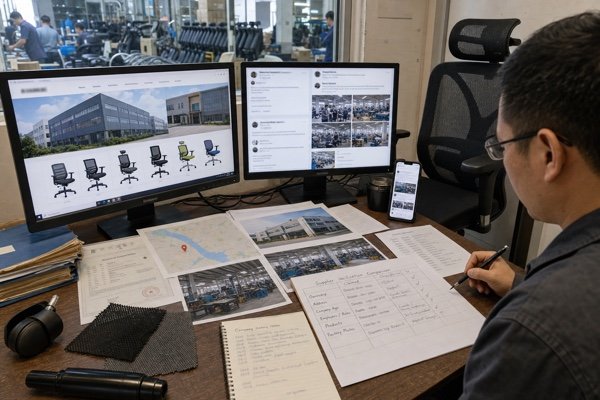 Online verification of an office chair supplier