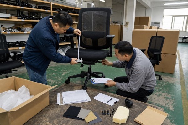 Office chair quality inspection before shipment