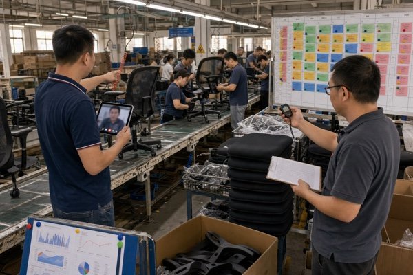 Remote verification of office chair production capacity