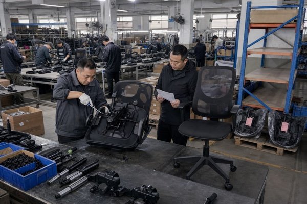 Office chair quality control inspection