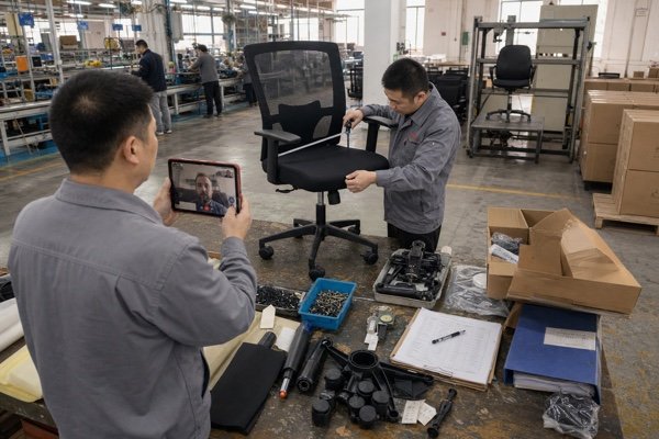 Office chair quality control during remote audit