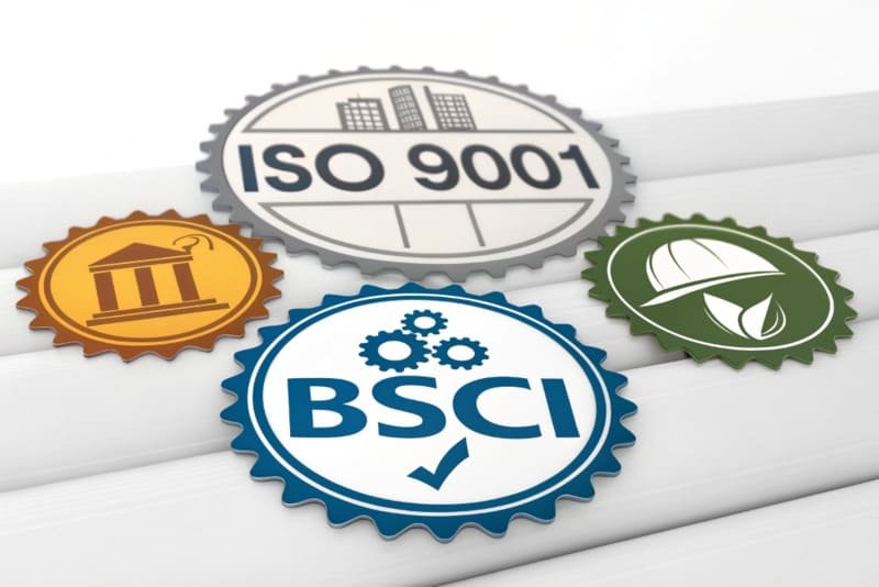 A collection of certification logos like [ISO 9001](https://emsginc.com/resources/what-is-an-iso-9001-certification/)<sup id=